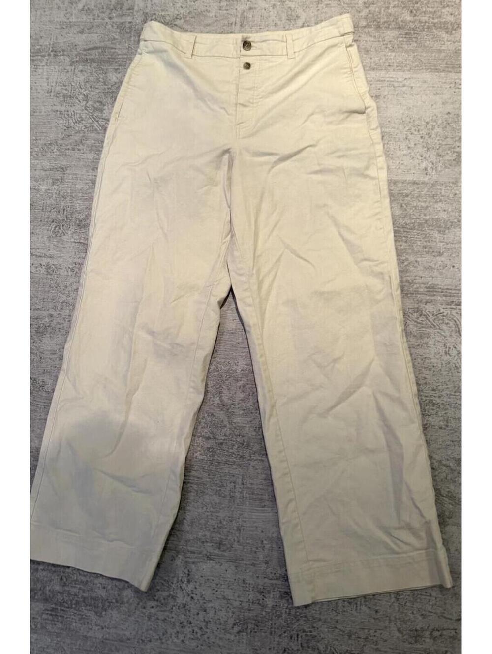 DOEN Cream White Button Fly Cotton Trousers sz 12 quiet luxury cottage core